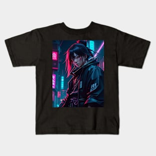 Cyberpunk Samurai Girl Tee! Kids T-Shirt